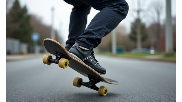Skateboarder mid-heelflip, board rotating opposite to kickflip