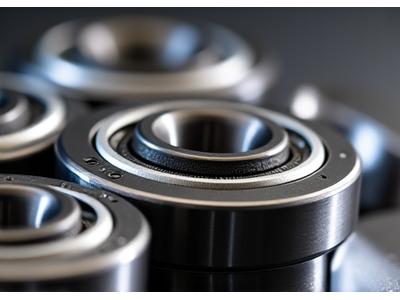 Close-up of high-precision skateboard bearings with a reflective finish